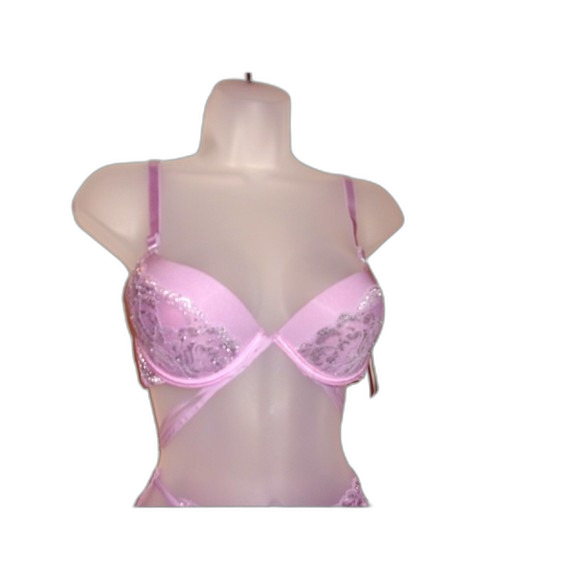 Youmita 38B Lavender Mist Metallic Lace Bra & Large Coordinating Boyshort NWT - Picture 9 of 9
